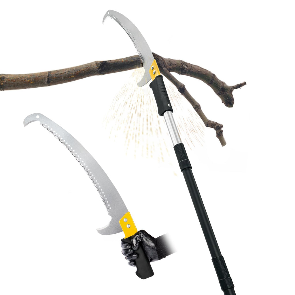 BlumeTrec 11FT Pole Saw with Adjustable Length for Tree Trimming Lightweight Manual Pruning Saw with Long Extension Branch Cutter