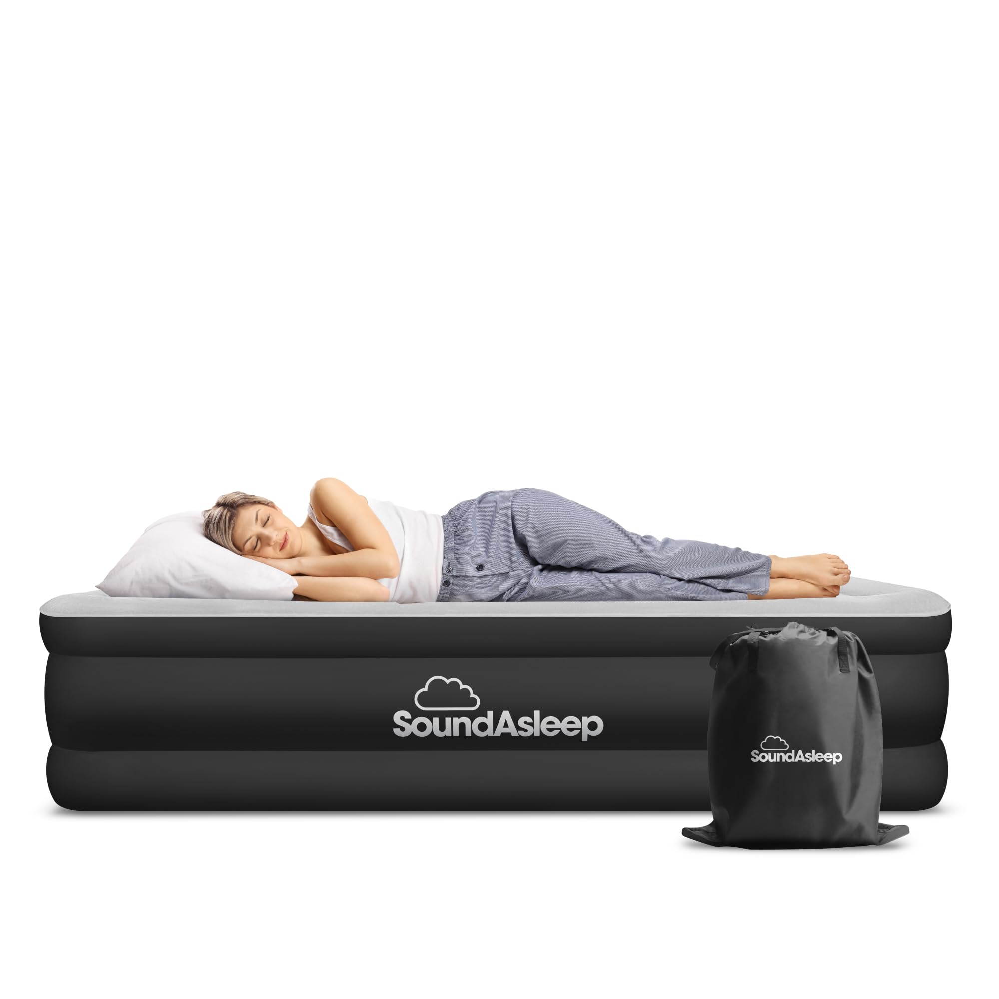 SoundAsleep Products Dream Series Luxury Air Mattress, ComfortCoil Technology, Built-in High Capacity Pump for Home, Camping- Double Height, Adjustable, Inflatable Blow Up, Portable (Twin XL Size)
