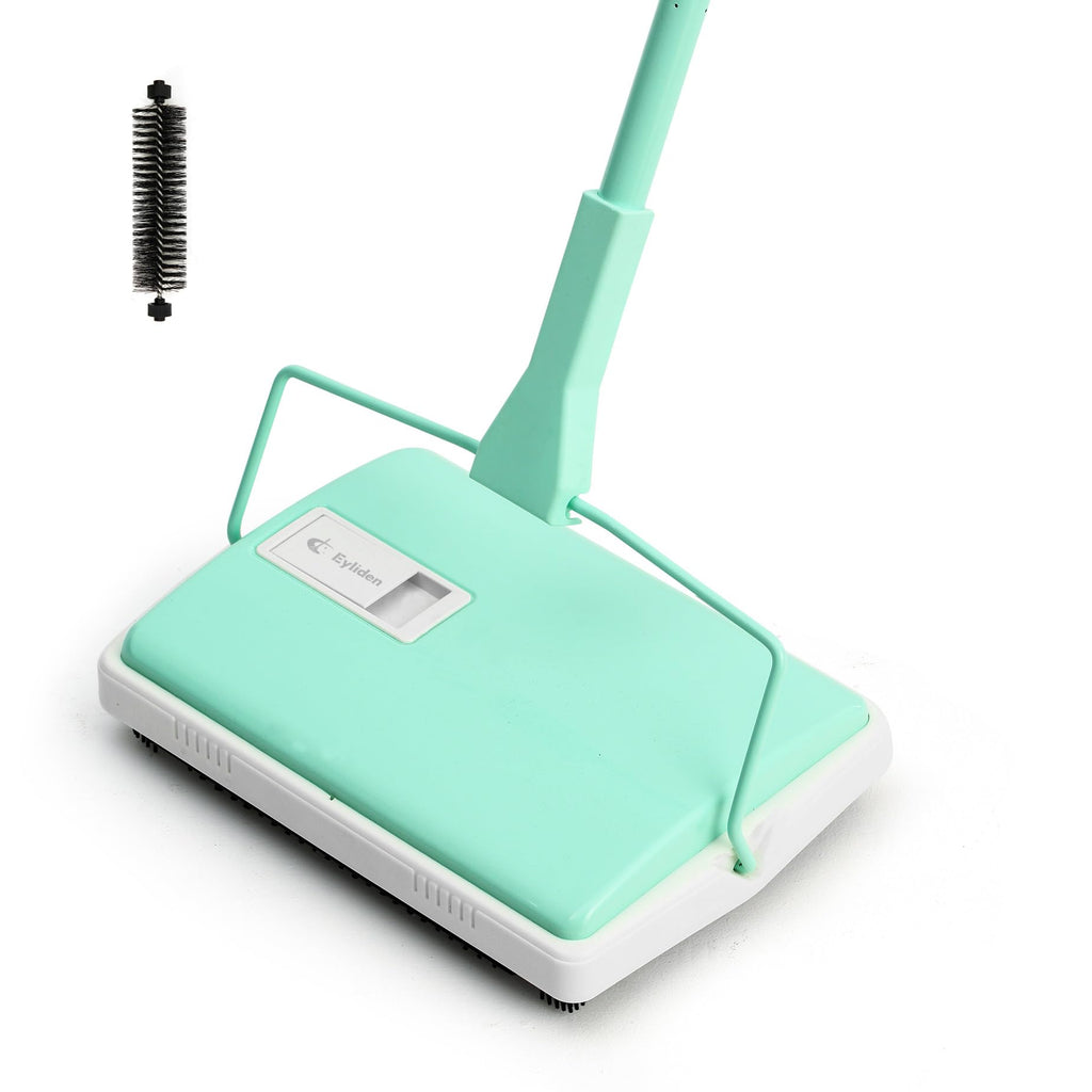 Eyliden X-Large Carpet Sweeper - Quiet Manual Sweeper for Carpets & Rugs | 1 Extra Refill Roller Brush | Non-Electric, Hand Push, Quietly Cleans Debris and Messes, Restaurant Roller Broom, Mint