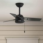 Hunter 36 inch Outdoor or Indoor Ceiling Fan No Light - Bronze Ceiling Fan without Light, For Patio, Porch, Garage, or Living Room, Standard Mount, 3 Blades, Pull Chain - Cassius 50318, Noble Bronze