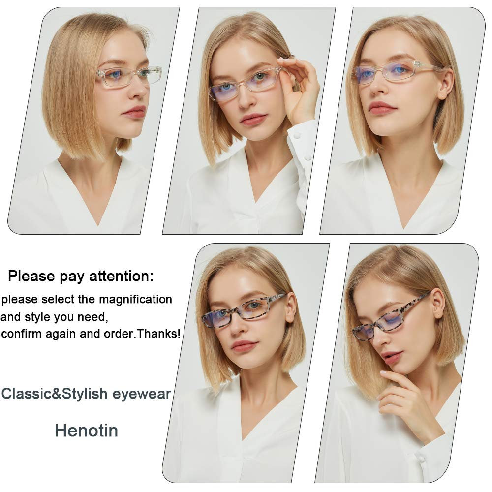 Henotin 5-Pack Reading Glasses Blue Light Blocking Anti Eyestrain Computer Reading Glasses for Women and Men Readers (5 Pack Mix Color, 2.25)
