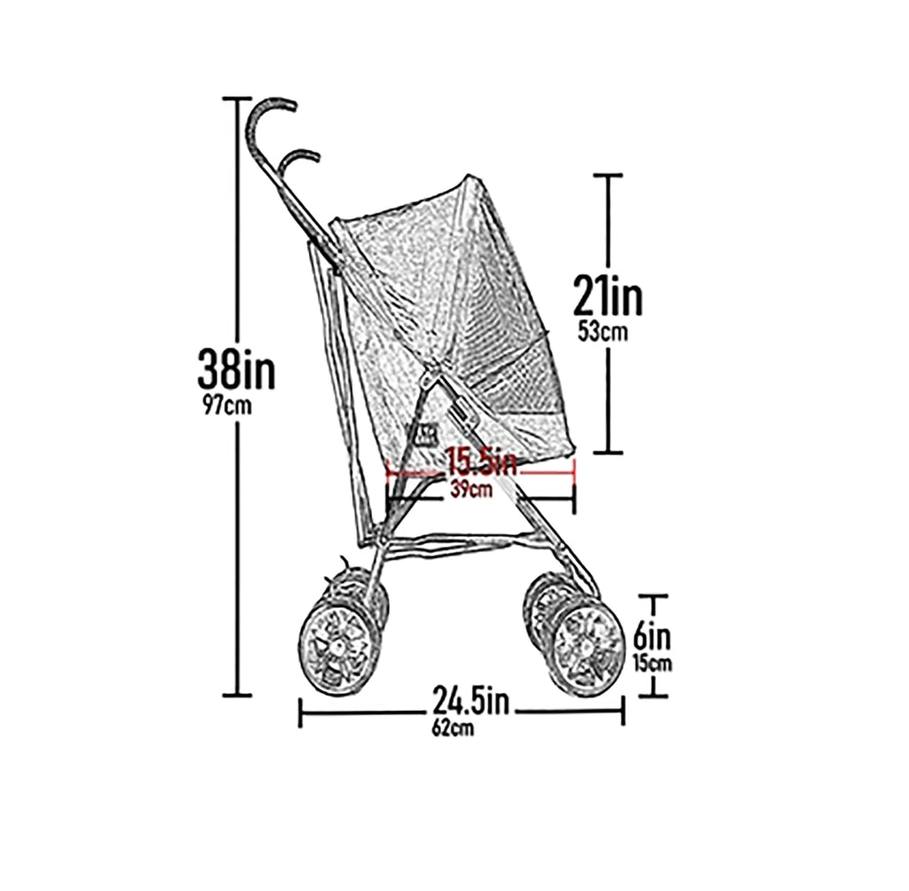 Pet Gear Travel Lite Plus Stroller, Compact, Easy Fold, No Assembly Required, Large Wheels for Cats and Dogs up to 15 pounds, Blue Oasis