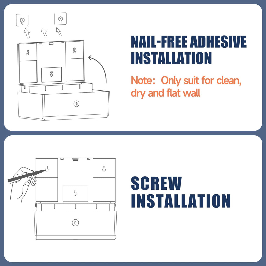 AIKE 200-Sheet Multifold Paper Towel Dispenser,No-Drill Wall Mount,White