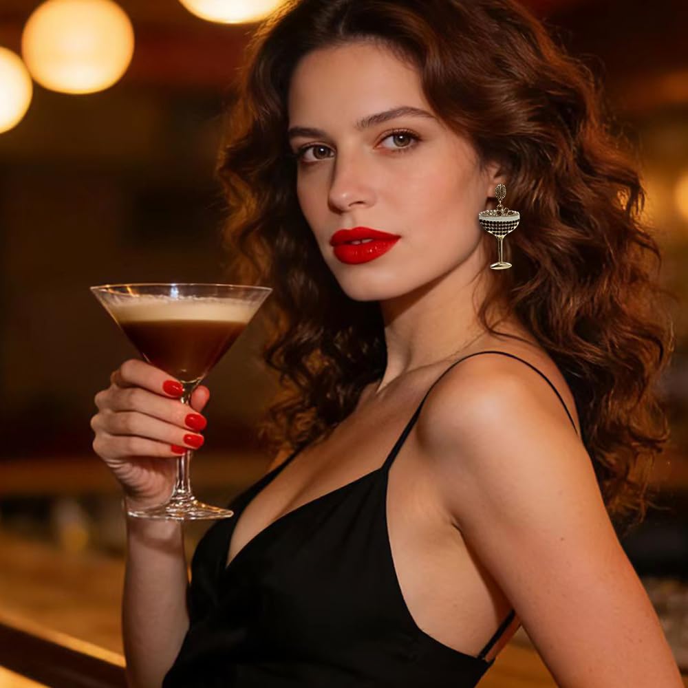 Madison Tyler Espresso Martini Earrings Luxury Coffee Bean Drink Glass