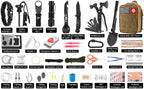 Emergency Survival Kit and First Aid Kit, 142Pcs Professional Survival Gear and Supplies Equipment with Molle Pouch, Gift for Christmas Men Dad Husband Camping Hiking Hunting Outdoor Adventure (Khaki)