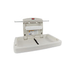 Rubbermaid Commercial Products Horizontal Baby Changing Station, Light Platinum, Wall-Mounted Fold-Down Diaper Change Table with Safety Straps for Restaurants/Hotels/Schools/Airports