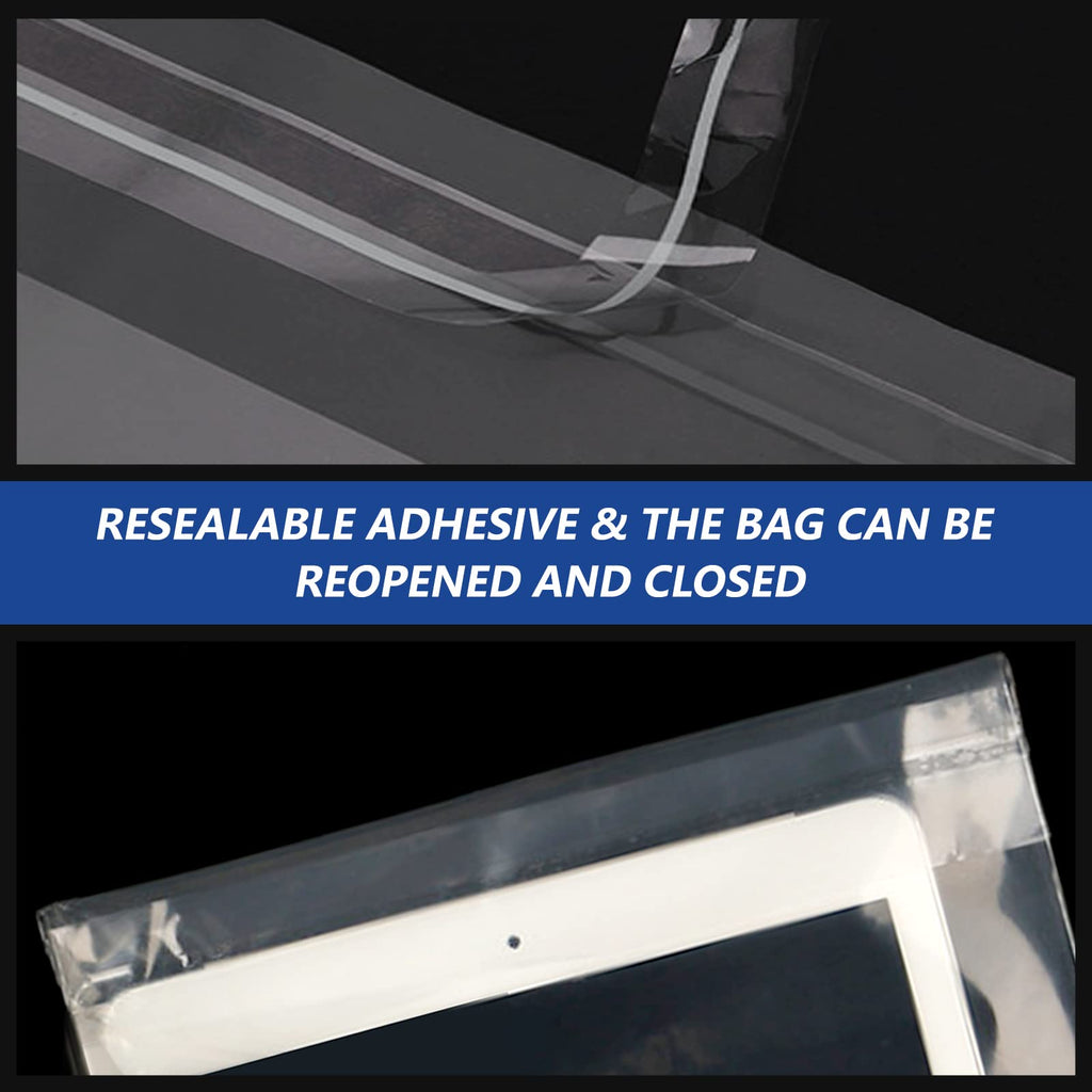 iMailer - 500 Count - 12" x 15", Self Seal 1.6 Mil Clear Plastic Poly Bags with Suffocation Warning for Clothing, T-Shirts, Pants-Resealable Adhesive,Not Strong