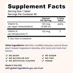 EZ Melts Dissolvable Vegan Vitamin D3 + K2 5,000 IU - Bone & Heart Health Support - Immune Function Support - No Artificial Flavors - Non-GMO - Green Apple - 90 Dissolvable Tablets (90 Servings)