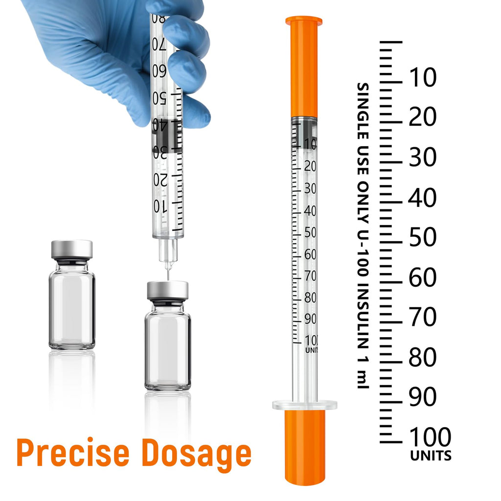 1ml Syringe, 29G 1ml/cc 1/2"(12.7mm) Pack of 100