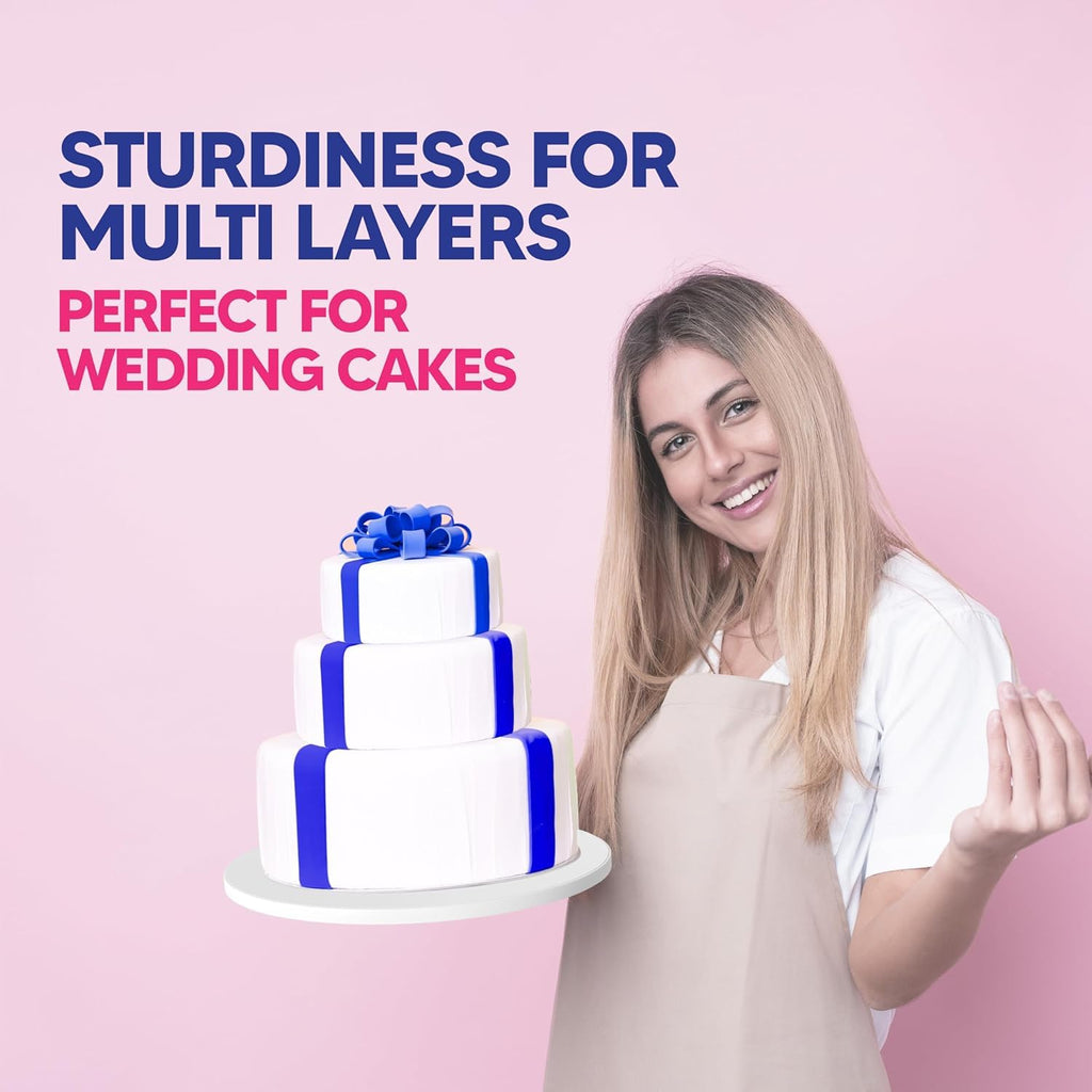 RICCLE Cake Boards - 12 Inch Cake Drum - Smooth-Edged Pack of 6 Cake Drums - Sturdy Cake Boards Round - Bend Resistant Multi-Layered Cake Base for Minimalist Displays