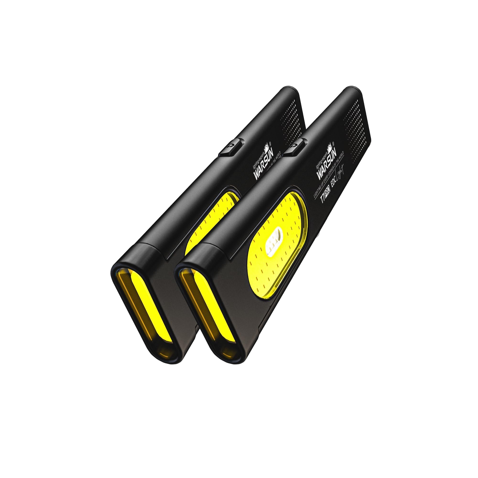 WARSUN T7 Rechargeable EDC Flashlight 2 Pack, Slim Pocket Flashlight with USB-C Charging, Clip & Magnetic Base, Lightweight Portable LED Work Light for Everyday Carry, Camping & Emergency