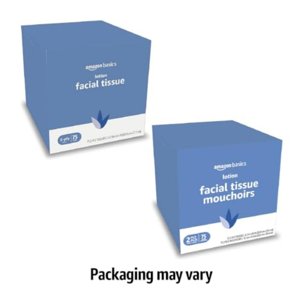 Amazon Basics Facial Tissue, 2-Ply | With Lotion | 300 Count | 12 Packs