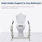 Drive Medical RTL12079 Toilet Safety Frame, Bathroom Grab Bar for Toilets, Freestanding Toilet Rail for Stability, For Users Up to 300 Pounds, White