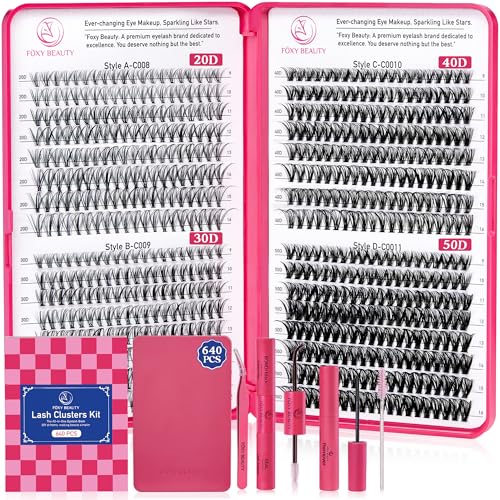 Lash Clusters - Lash Clusters Kit Lash Extension Kit with Lash Bond and Seal Cluster Eyelash Extensions Eyelash Clusters 20D30D40D50D-0.07D Lashes Clusters Eyelash Extension Kit DIY at Home Eyelashes