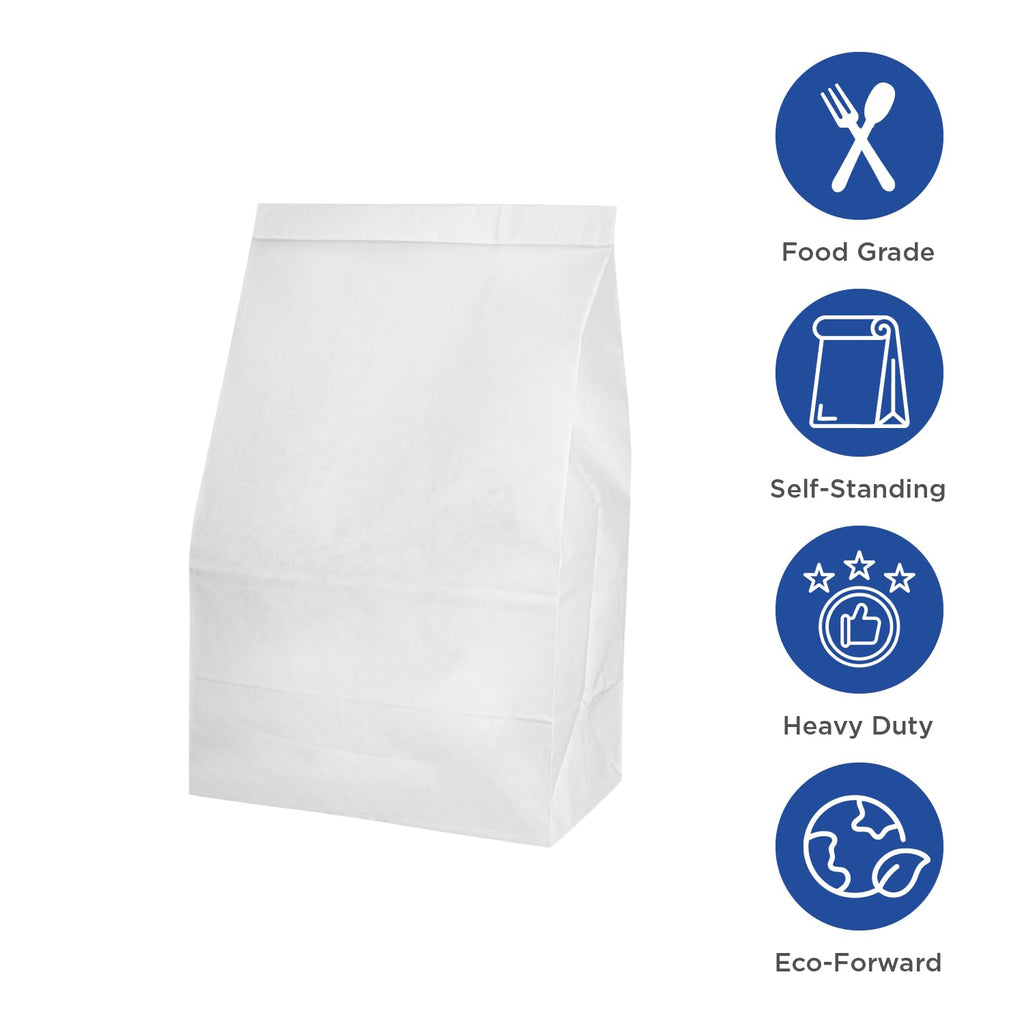 Karat 2lb Paper Lunch Bags - White, 2,000 Count - Versatile Paper Bags for Small Business, Snacks, Popcorns or Party Favor - Sturdy, Self-Standing, Reusable