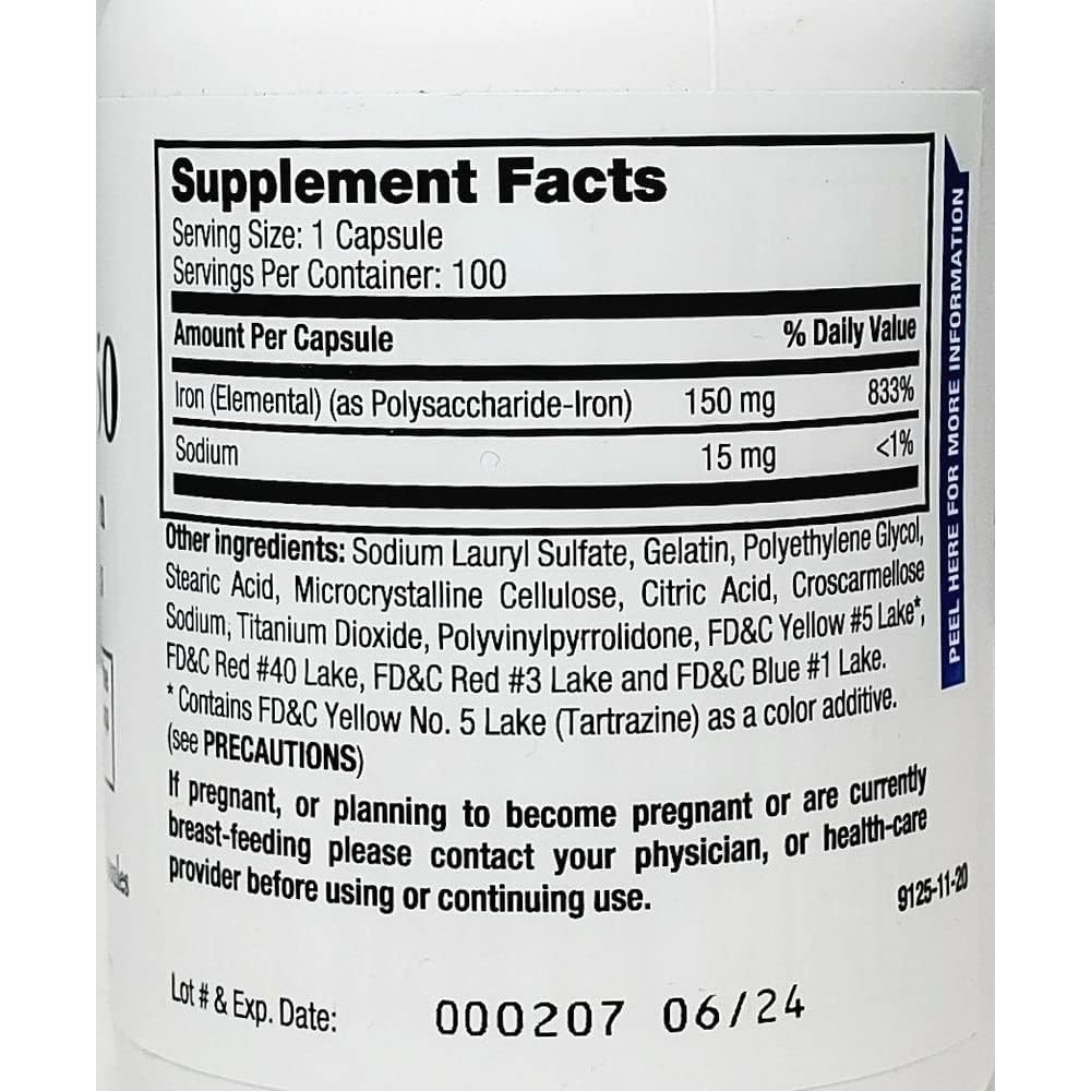 Breckenridge Ferrex 150 Polysaccharide Iron Complex Caps 100ct *Non Blister* by "Breckenridge Pharmaceutical, Inc."