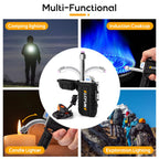 LcFun Electric Dual Arc Lighter USB Rechargeable, Windproof Plasma Lighters with LED Battery Indicator, Waterproof Flashlight Lighter with Whistle Lanyard for Camping, Survival Gear