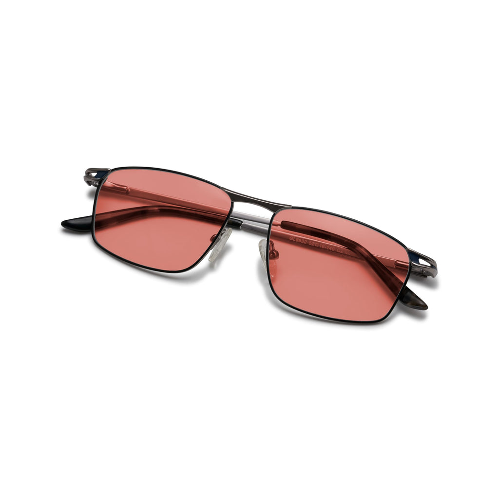 BRADDELL FL-41 Photochromic Transitional Rose Tinted Blue Light Glasses for Migraine Light Sensitivity, Eyestrain and Fluorescent LED Glare (Work)