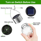 Solar Outdoor Lights Decorative 12 Pack, Hanging Solar Garden Lights Waterproof, Solar Powered Globe Cracked Glass Ball Lantern for Yard Patio Fence Tree Umbrella Holiday Decoration, Warm White