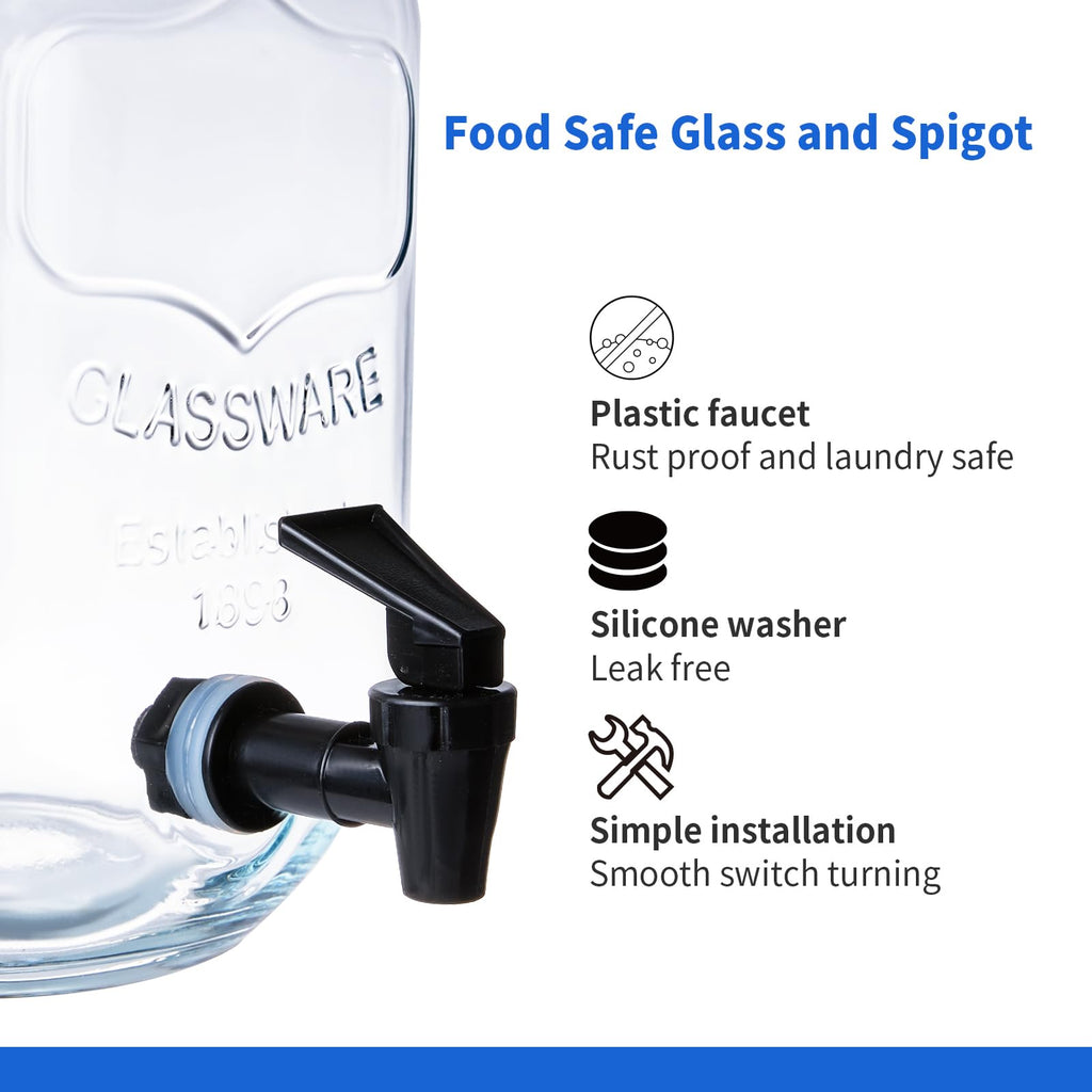 1 Gallon Liquid Laundry Detergent Dispenser with Stand, Glass Laundry Soap Dispenser, Glass Jars for Laundry Room Organization and Storage, Liquid Detergent, Fabric Softener