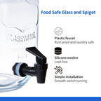 1 Gallon Liquid Laundry Detergent Dispenser with Stand, Glass Laundry Soap Dispenser, Glass Jars for Laundry Room Organization and Storage, Liquid Detergent, Fabric Softener
