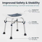 PELEGON Shower Chair for Inside Shower (350 lb) - Adjustable Height, Padded Seat, Shower Chair for Elderly and Disabled - Shower Chair for Adults, Tub Chairs for Bathtubs - Dark Blue