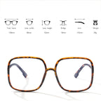 BIGGY Oversized Square Blue Light Blocking Glasses - Ultralight Anti Eyestrain | Reduce Eye Strain Nerd Glasses, Reading book/TV/Computer/Gaming Frames for Women Men, Anti UV (rectangle leopard)