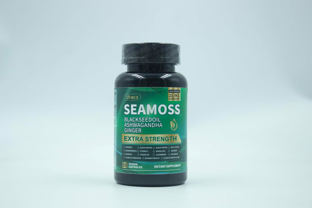 Superfood Advanced Irish Sea Moss Capsules - Sea Moss 21 in 1 Supplement Whit Black Seed, Ashwagandha, Turmeric, Bladderwrack, Burdock - 90 Count