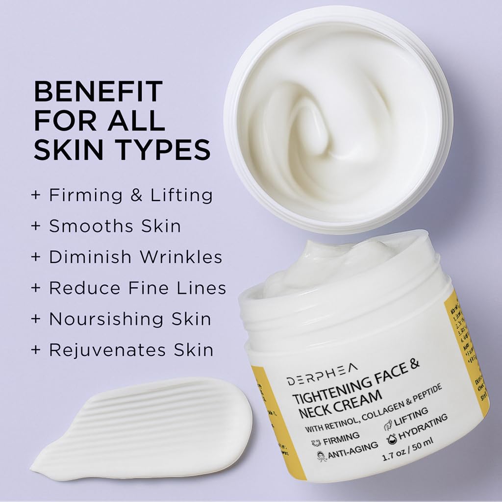 DERPHEA Neck Tightening Cream, Neck Cream, Face Firming Cream For Tightening & Firming Skin, Fine lines, Loose & Sagging On Neck, Decollete Or Other Skin Areas (Package may different)