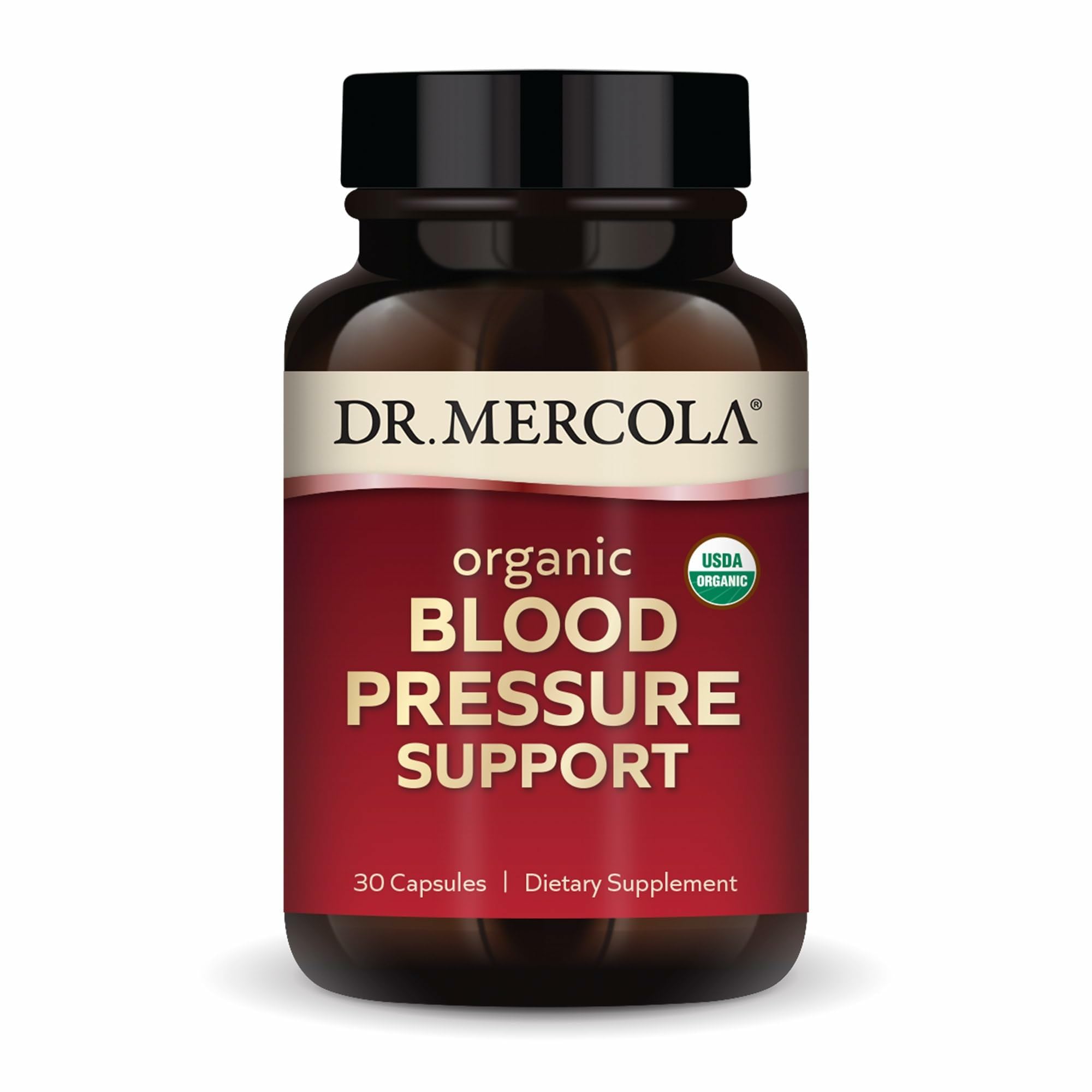 Dr. Mercola Organic Blood Pressure Support - Supports Healthy Circulation - High-Potency Grape Seed Extract - Non-GMO & Soy-Free - 30 Capsules (30 Servings)