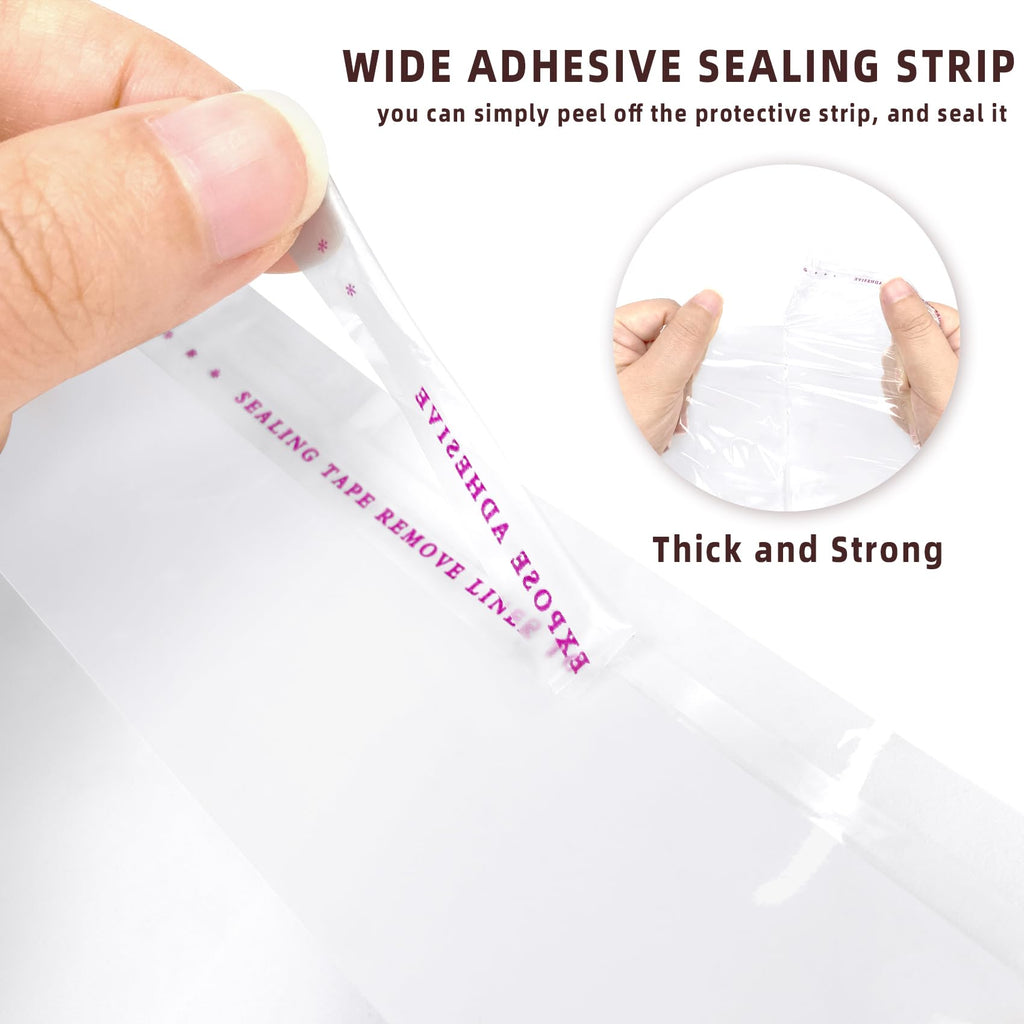 Clear Resealable Cellophane Plastic Bags Self Adhesive for Packaging Shirts, Clothing and Products,100 Pcs 14x20 Inches Self Sealing Cellophane Bags