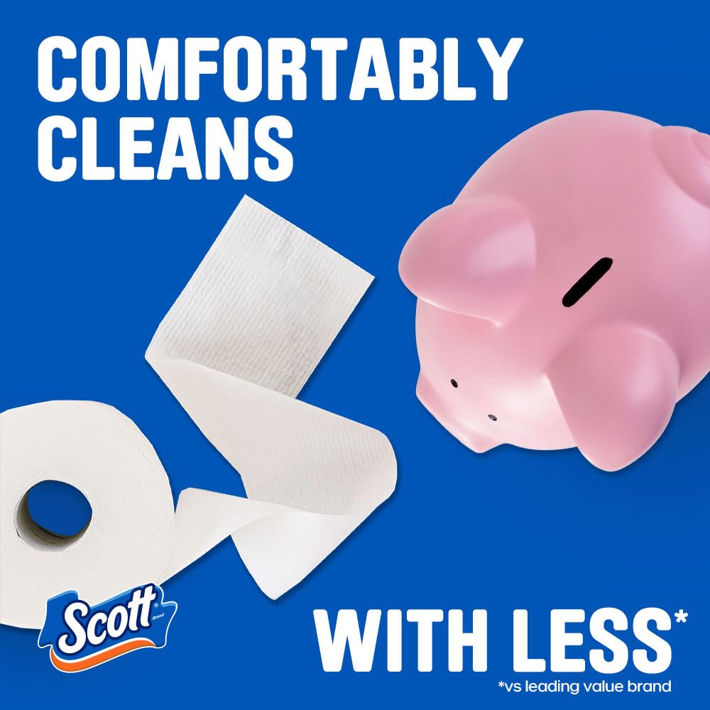 Scott ComfortPlus Toilet Paper, 48 Triple Rolls, 231 Sheets per Roll, Septic-Safe, 1-Ply Toilet Tissue