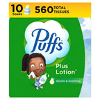 Puffs Plus Lotion Facial Tissues, 10 Cubes, 56 Tissues per Box, Allergies and Colds