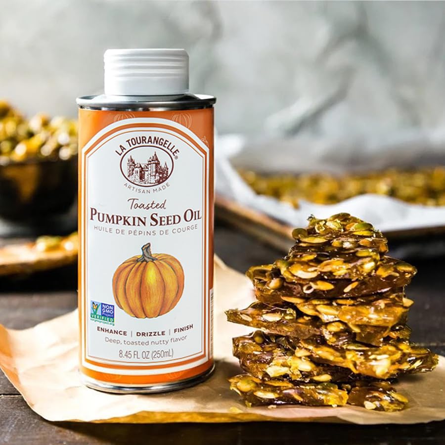 La Tourangelle, Toasted Pumpkin Seed Oil, Great for Cooking, Salad Dressings, Pastas, and Spreads - Health and Beauty Oil, 8.45 fl oz