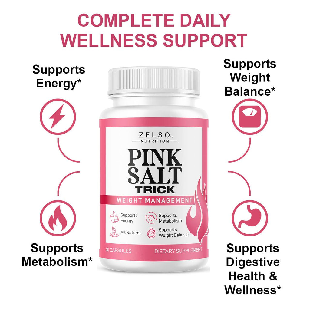 Pink Salt Trick Capsules - Original PinkSalt Trick Supplement for Weight, Energy & Metabolism - All Natural Advanced Support Formula Pills Reviews, 60 Capsules for 1 Month