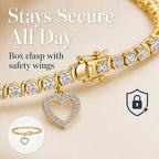 MORGAN & PAIGE Bronze 18k Yellow Gold Plated Heart Tennis Bracelet 7.25in