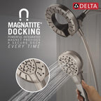 Delta 5-Setting In2ition 2-in-1 Dual Shower Head with Handheld High Pressure ProClean Spray, Brushed Nickel Detachable Shower Head with Hose, 1.75 GPM Flow Rate, Spotshield Brushed Nickel 75548SN