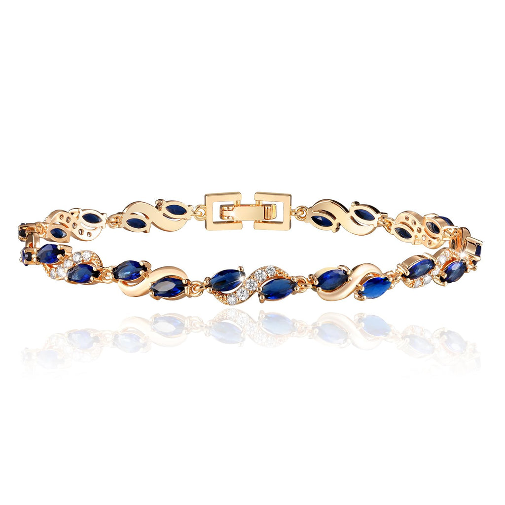 Richapex Diamond Tennis Bracelet for Women, Sapphire Bracelet, 18K Gold Plated Hypoallergenic Bracelets