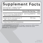 Sports Research® Vitamin D3 + K2 w/Coconut Oil - Vegan Vitamin D 2500iu (62.5mcg) & Mk7 Vitamin K 100mcg for Bone & Immune Support - Vegan Certified · Non-GMO · Soy Free - 60 Softgels