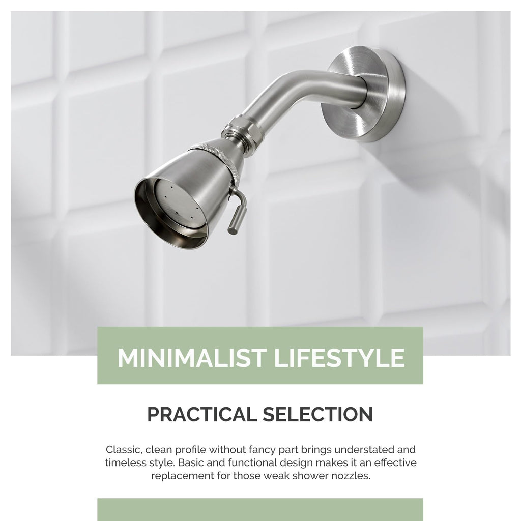 Angle Simple Shower Head, Brass High Flow Shower Sprayer Head, Adjustable Angle and Water Flow, G 1/2, Brushed Nickel