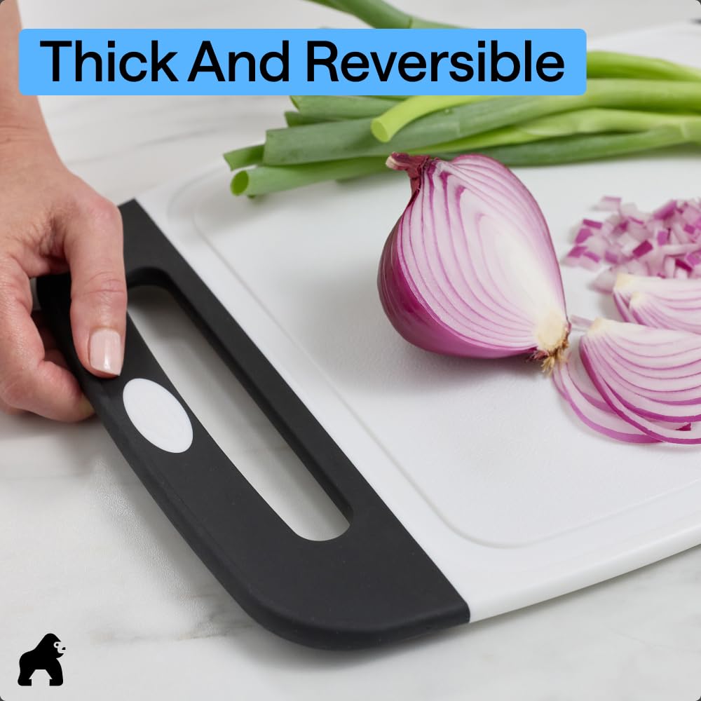 GORILLA GRIP Cutting Board Set of 3, Slip Resistant and Nonporous, Black