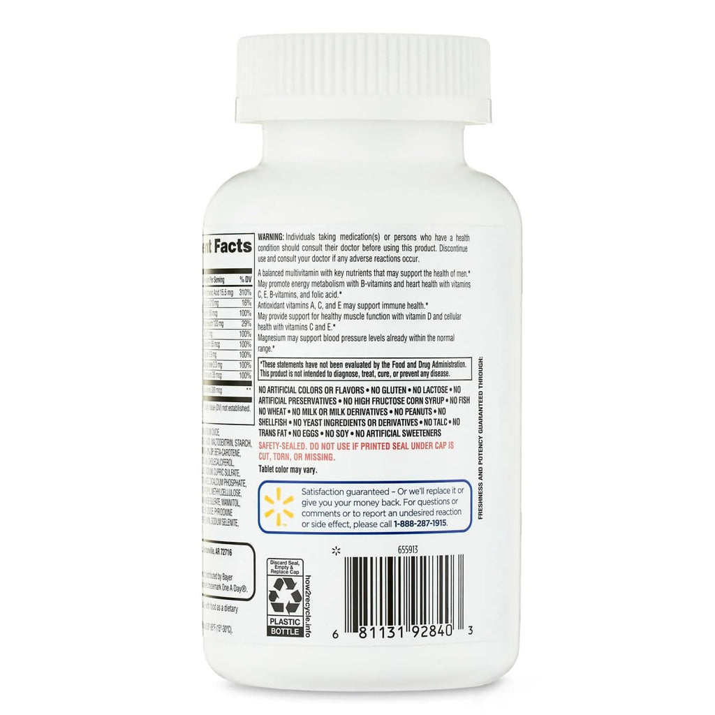 AGILIPET Equate One Daily Men's Multivitamin, Multimineral Supplement Tablets for Adult Men, 200 Count Sticker