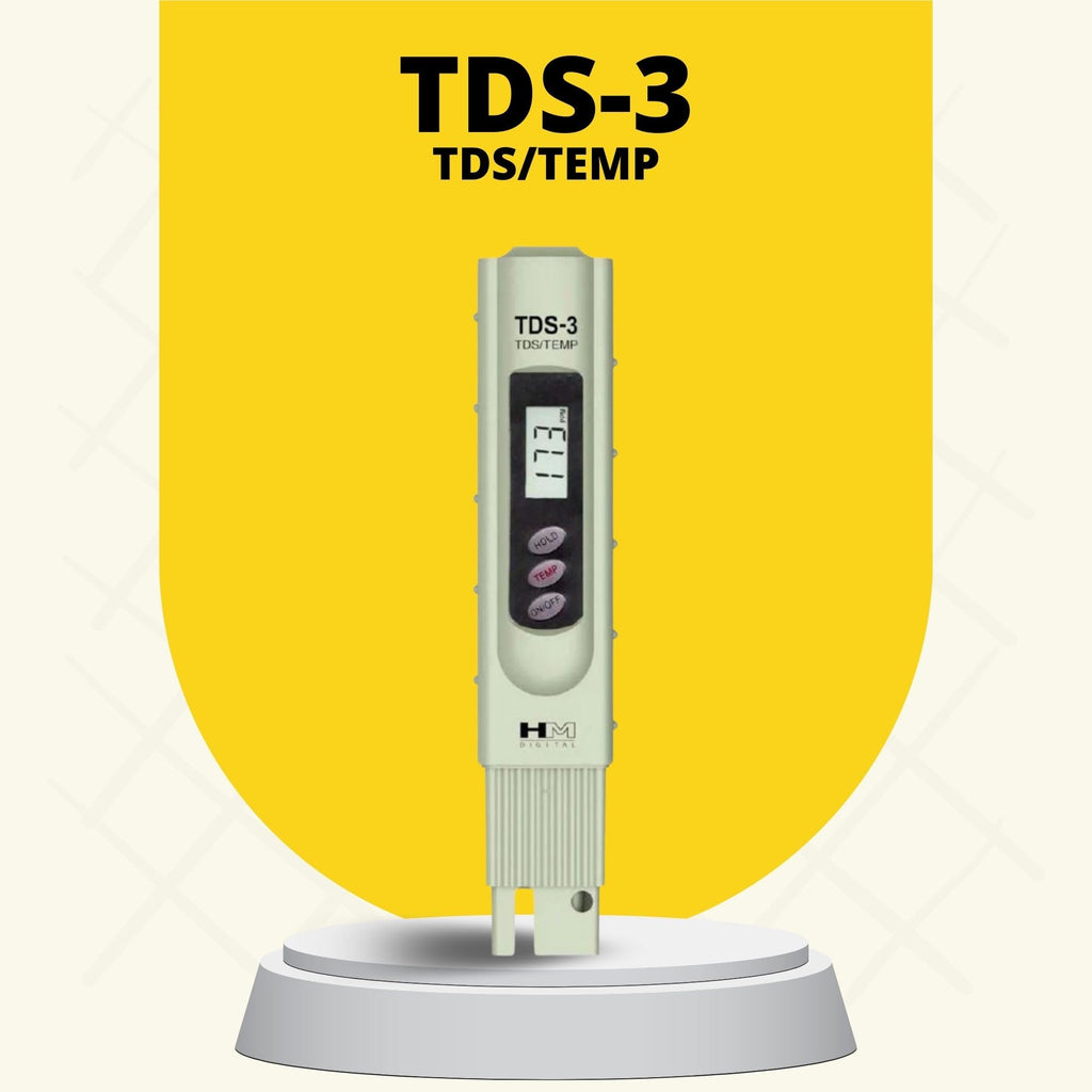 HM Digital TDS-3 Handheld TDS Meter With Carrying Case, 0 - 9990 ppm TDS Measurement Range, 1 ppm Resolution, +/- 2% Readout Accuracy