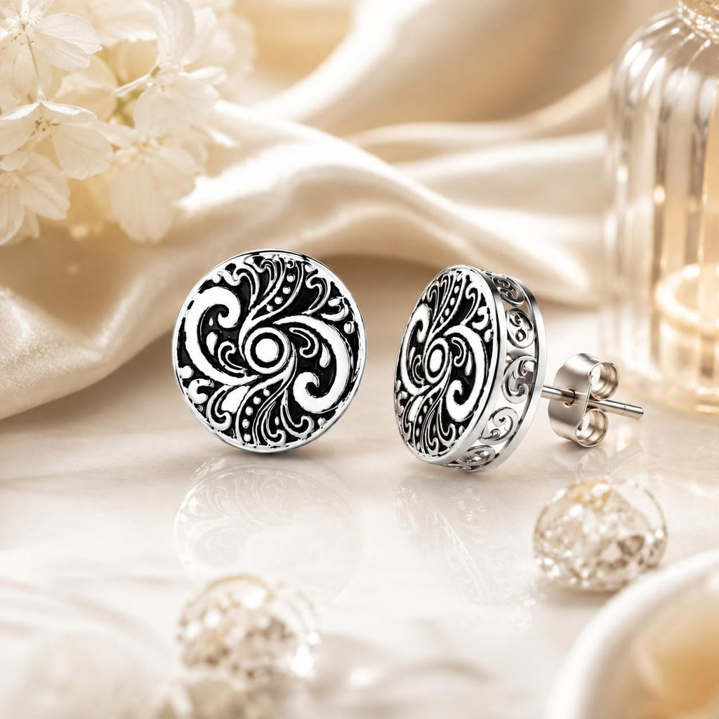 Amy & Annette Sterling Silver Stud Earrings for Women - Post Earrings for Women, 925 Sterling Silver Earrings