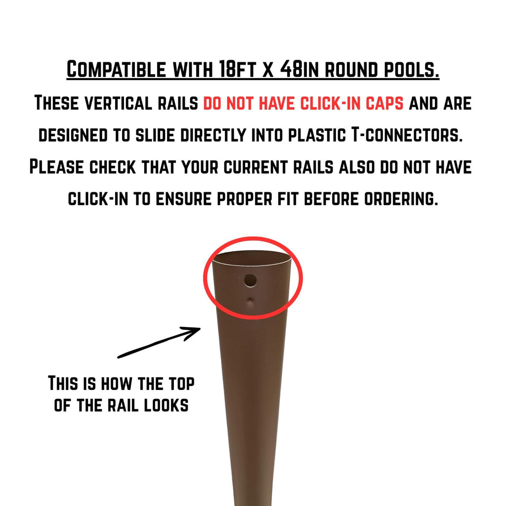 Replacement Vertical Pool Leg, Brown Oval Frame Support Bar for Coleman Power Steel 18ft x 48in Above Ground Swimming Pool (Fits 2022+ Models)