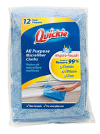 Quickie Microfiber Cleaning Cloth 14 X 14 inch, Blue, 12 Pack, All-Purpose Towel/Wiper for Multi-Purpose Indoor/Outdoor Cleaning/Dusting/Polishing on Kitchen/Bathroom/Auto SurfacesK (49012PDQ)