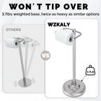 WZKALY Toilet Paper Holder Stand, Brushed Nickel Toilet Paper Holder Free Standing, Post Pivoting Design & Stable Weighted Base SUS304 Stainless Steel for Bathroom(Mega Roll)