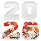 2026 Plastic Fillable Charcuterie Number Letter Shaped Serving Tray, Waterproof Food Dish Plate, 10 inch, New Year Graduation Party Treat (2026)