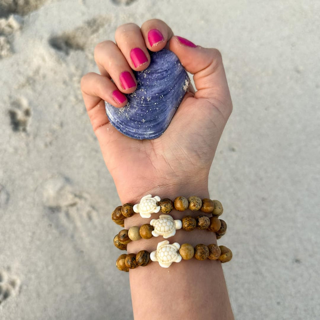 Fahlo Sea Turtle Tracking Bracelet, Sky Stone