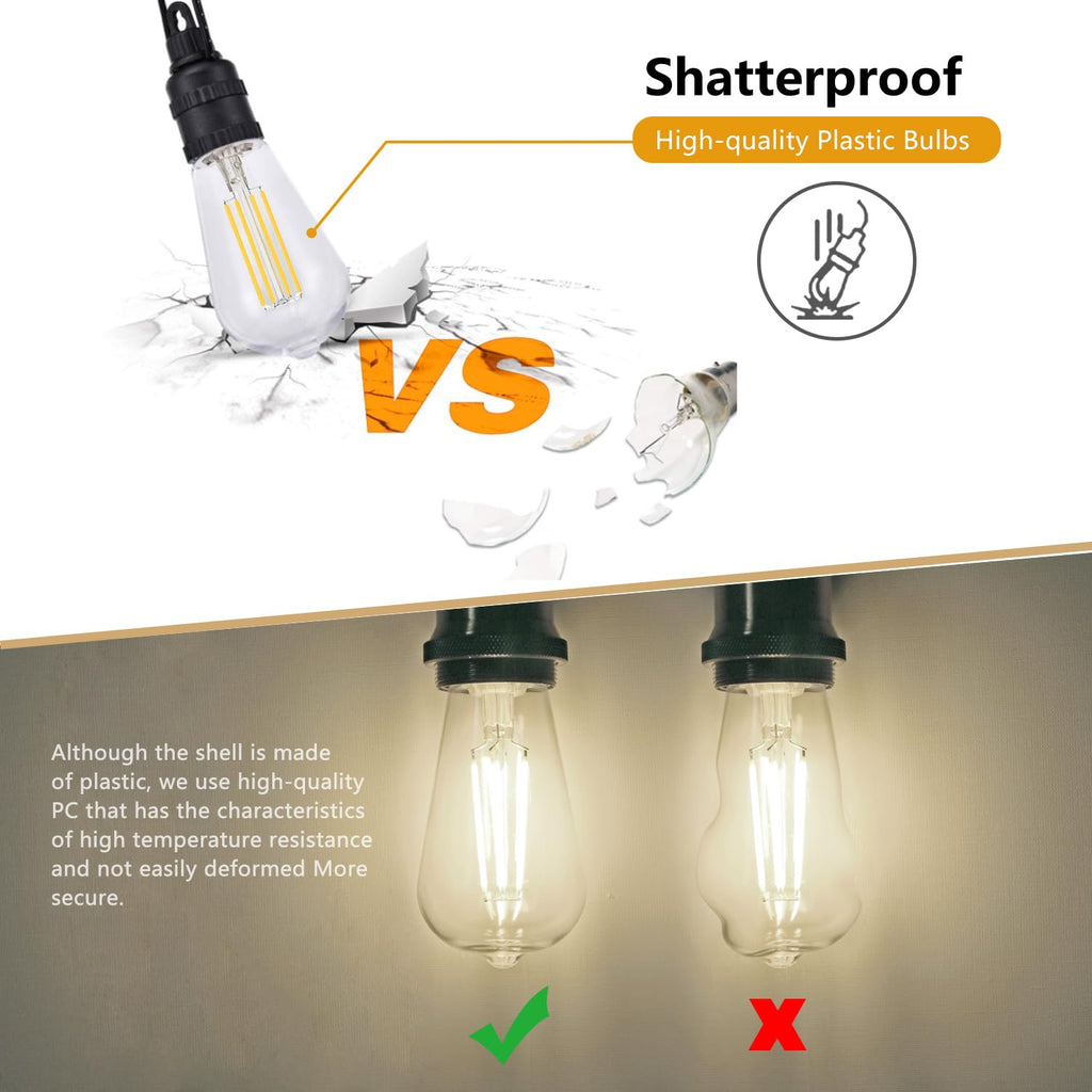 BORT ST58/ST19 Vintage LED Edison Bulbs, 6W Equivalent 60W Filament Light Bulbs, Dimmable 700LM, E26 Base LED Bulbs, Clear Plastic (Daylight White, 12 Pack)